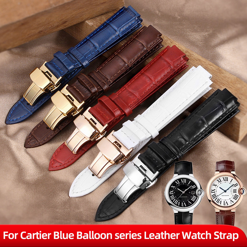 Cartier Watch Ballon Bleu - สำหรับคาร์เทียร์ บลู บอลลูน ซีรีส์สายนาฬิกาหนังแท้ 14-8 มม.