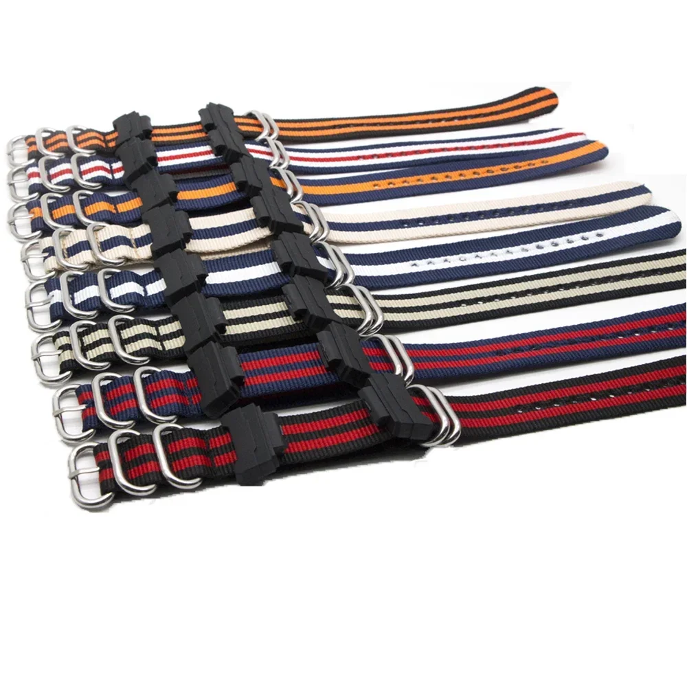 Nato Strap Nylon - สายไนลอนสำหรับกีฬากลางแจ้ง สำหรับนาฬิกา Casio G-shock หัวเข็มขัดวงแหวนสีดำ ขนาด